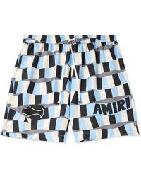 Amiri - Straight-leg Logo-print Silk-twill Drawstring Shorts - Lyst