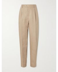 Brunello Cucinelli - Straight-leg Pleated Linen Suit Trousers - Lyst