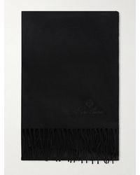 Loro Piana - Logo-Embroidered Fringed Herringbone Cashmere Scarf - Lyst