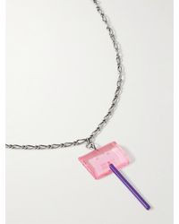 Acne Studios Silver-tone And Resin Pendant Necklace - Pink