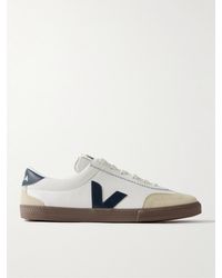 Veja - Volley Suede-trimmed O.t. Leather Sneakers - Lyst