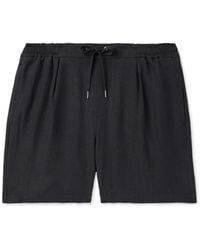 Ralph Lauren - Dorest Straight-leg Pleated Silk And Linen-blend Drawstring Shorts - Lyst