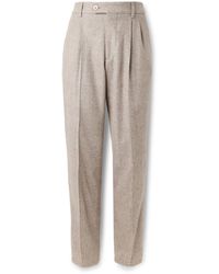 Brunello Cucinelli - Tapered Pleated Prince Of Wales Checked Silk - Lyst