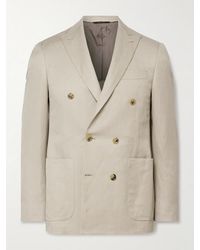 Canali - Kei Slim-Fit Double-Breasted Linen And Silk-Blend Suit Jacket - Lyst