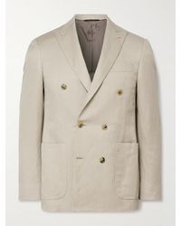 Canali - Kei Slim-fit Double-breasted Linen And Silk-blend Suit Jacket - Lyst