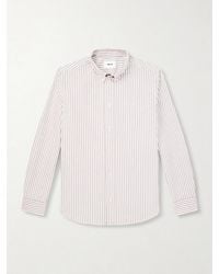 NN07 - Colby 5910 Button-Down Collar Logo-Embroidered Striped Organic Cotton Shirt - Lyst