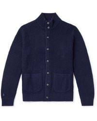 Polo Ralph Lauren - Waffle-knit Wool And Cotton-blend Cardigan - Lyst