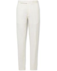 Ralph Lauren - Gregory Straight-leg Herringbone Cotton And Linen-blend Suit Trousers - Lyst