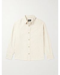 A.P.C. - Overshirt in velluto a coste di cotone e lino con logo ricamato - Lyst