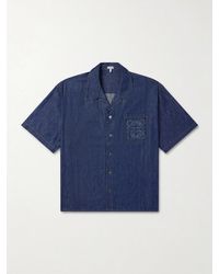 Loewe - Camp-Collar Anagram-Detail Denim Shirt - Lyst