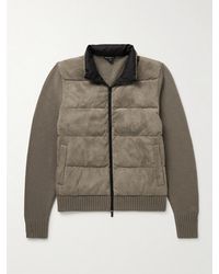 James Perse - Shell-Trimmed Panelled Suede And Recycled-Cashmere Jacket - Lyst