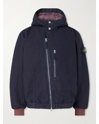 Stone Island - Garment-Dyed Hooded Cotton Blend-Tc Padded Twill Jacket - Lyst