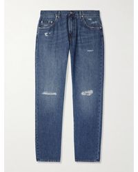 Dolce & Gabbana - Jeans A Gamba Dritta Effetto Consumato Con Logo Applicato - Lyst