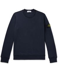 Stone Island Loopback Cotton-jersey Sweatshirt in Black for Men - Lyst