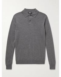 A.P.C. Jerry Merino Wool Polo Shirt - Grey