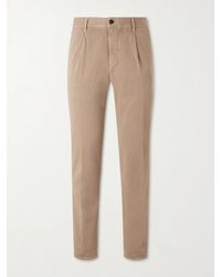 Slowear - Tapered Pleated Cotton-blend Gabardine Trousers - Lyst
