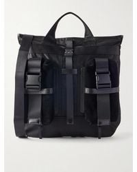 master-piece - Helmet Suede And Leather-Trimmed Shell Messenger Bag - Lyst