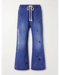 Satoshi Nakamoto - Luke Logo-Printed Paint-Splattered Distressed Cotton-Jersey Drawstring Sweatpants - Lyst