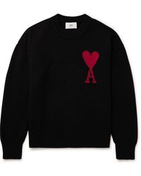 Ami Paris - Logo-intarsia Virgin Wool Sweater - Lyst