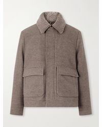 Canali - Shearling-Trimmed Wool And Cashmere-Blend Bomber Jacket - Lyst