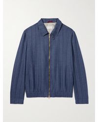 Brunello Cucinelli - Striped Wool, Linen, Silk And Ramie-Blend Bomber Jacket - Lyst