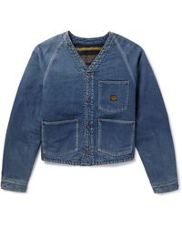 Kapital - Coneybowy Reversible Denim And Striped Knitted Jacket - Lyst
