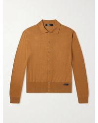 Versace - Logo-appliquéd Silk And Cotton-blend Cardigan - Lyst