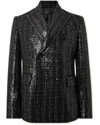 Amiri - Double-breasted Checked Sequinned Bouclé Blazer - Lyst
