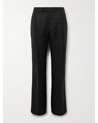 Saman Amel - Straight-Leg Pleated Linen Suit Trousers - Lyst