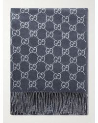 Gucci - Fringed Logo-Jacquard Cashmere Scarf - Lyst