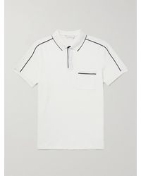 Club Monaco Contrast-tipped Stretch-cotton Piqué Polo Shirt - White