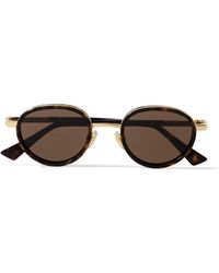 Bottega Veneta - Panthos Round-Frame Tortoiseshell Recycled-Acetate And-Tone Sunglasses - Lyst