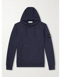 Stone Island - Garment-Dyed Organic Cotton-Fleece Hoodie - Lyst