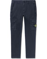 Stone Island - Slim-fit Garment-dyed Cotton-blend Twill Cargo Trousers - Lyst
