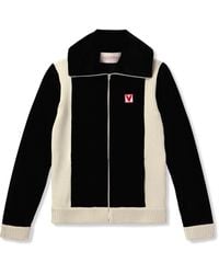 Valentino Garavani - Slim-Fit Ribbed Wool-Trimmed Cotton-Blend Velour Track Jacket - Lyst