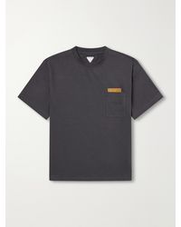 Bottega Veneta - Intrecciato Suede-Trimmed Cotton-Jersey T-Shirt - Lyst