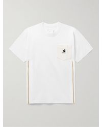 Sacai - Carhartt WIP T-shirt in jersey di cotone con finiture in tela - Lyst