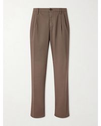 Canali - Straight-Leg Pleated Cotton-Blend Gabardine Trousers - Lyst