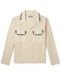 Kartik Research - Camp-collar Embellished Embroidered Cotton Shirt - Lyst
