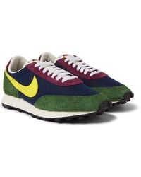 Nike Daybreak Gel Leather-trimmed Suede And Canvas Trainers - Blue