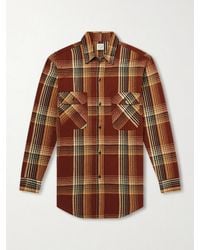 Orslow - Checked Cotton And Linen-blend Shirt - Lyst
