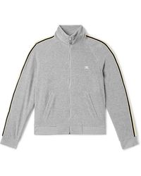 Celine - Slim-Fit Webbing-Trimmed Logo-Embroidered Cotton-Blend Velour Track Jacket - Lyst