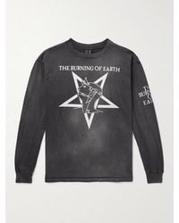 SAINT Mxxxxxx - Burning Of Earth Distressed Printed Cotton-Jersey T-Shirt - Lyst