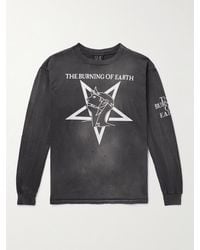 SAINT Mxxxxxx - Burning Of Earth Distressed Printed Cotton-jersey T-shirt - Lyst