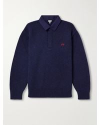 Loewe - Logo-Embroidered Cotton Twill-Trimmed Wool-Blend Polo Sweater - Lyst