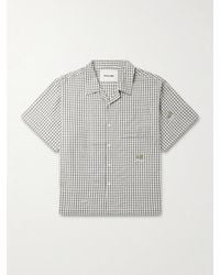 STORY mfg. - Camp-Collar Bead-Embellished Checked Organic Cotton Shirt - Lyst