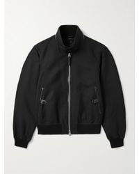Tom Ford - Leather-Trimmed Wool And Silk-Blend Twill Bomber Jacket - Lyst