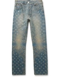 Amiri - Straight-leg Distressed Bandana-jacquard Jeans - Lyst