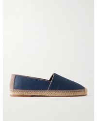 Brunello Cucinelli - Suede-trimmed Raffia Espadrilles - Lyst