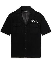Amiri - Camp-Collar Logo-Embroidered Open-Knit Cotton Shirt - Lyst